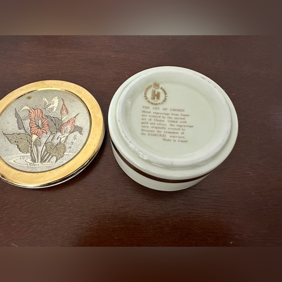 The Art Of Chokin Jewelry Dish 24k Gold Trim W/Butterfly &  Lillys. - Picture 4 of 7